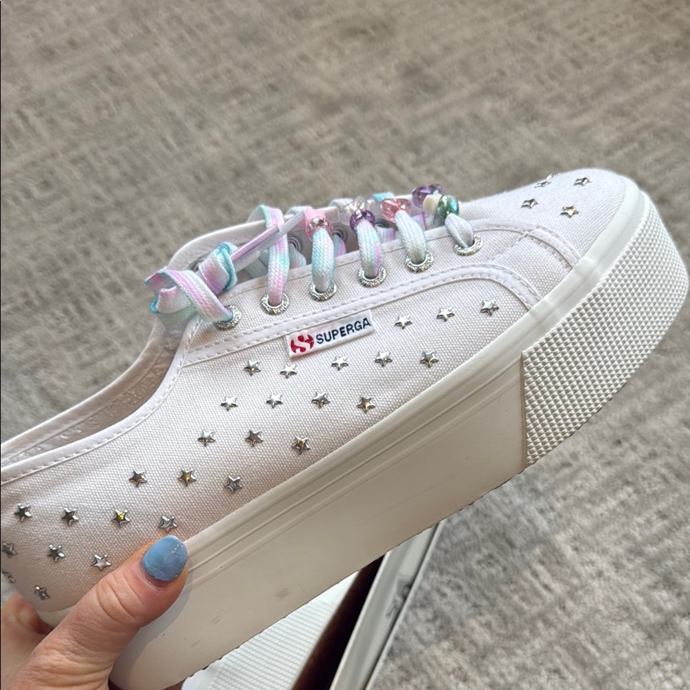 Superga Women's White Star-Embellished Sneakers